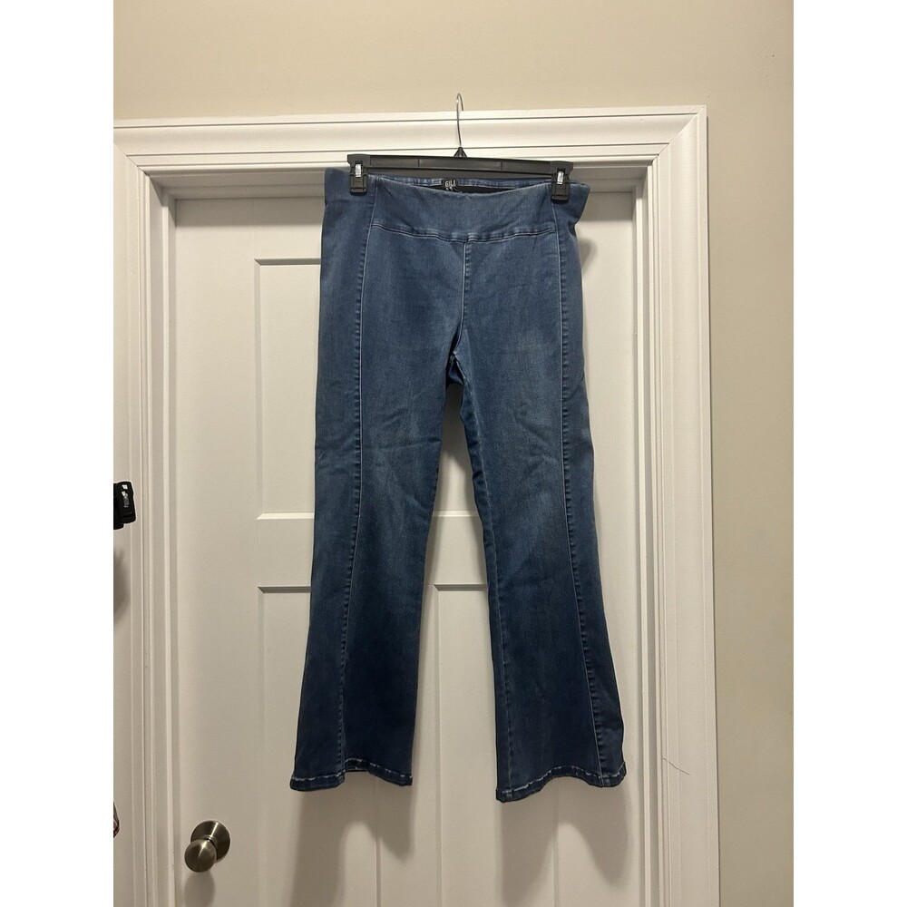 G.I.L.I. Women's Petite Pants Jeans Size 14P Pull On Denim Blue Boot Cut Stretch
